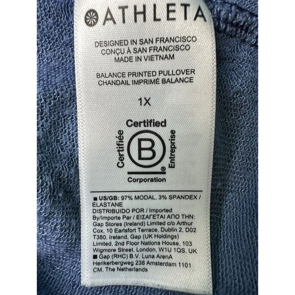 Athleta Balance Printed Pullover Sweatshirt Blue Women's Plus Size 1X‎ - Picture 8 of 11